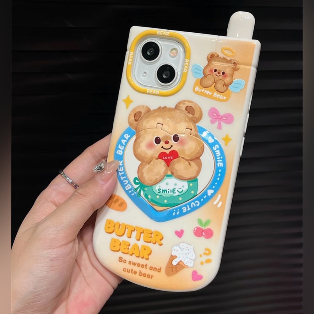 BUTTER BEAR Cute Bear iPhone Case in Cream & Yellow